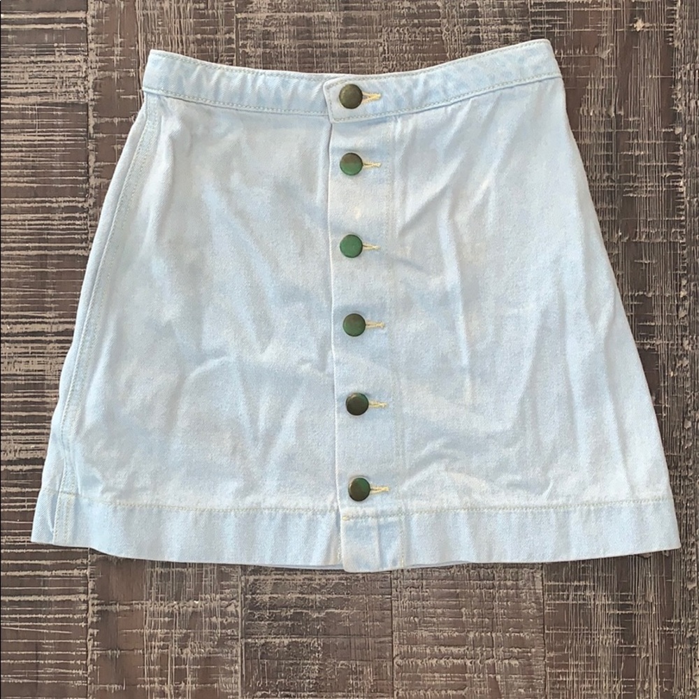 American Apparel Button Front LightWash Denim Mini